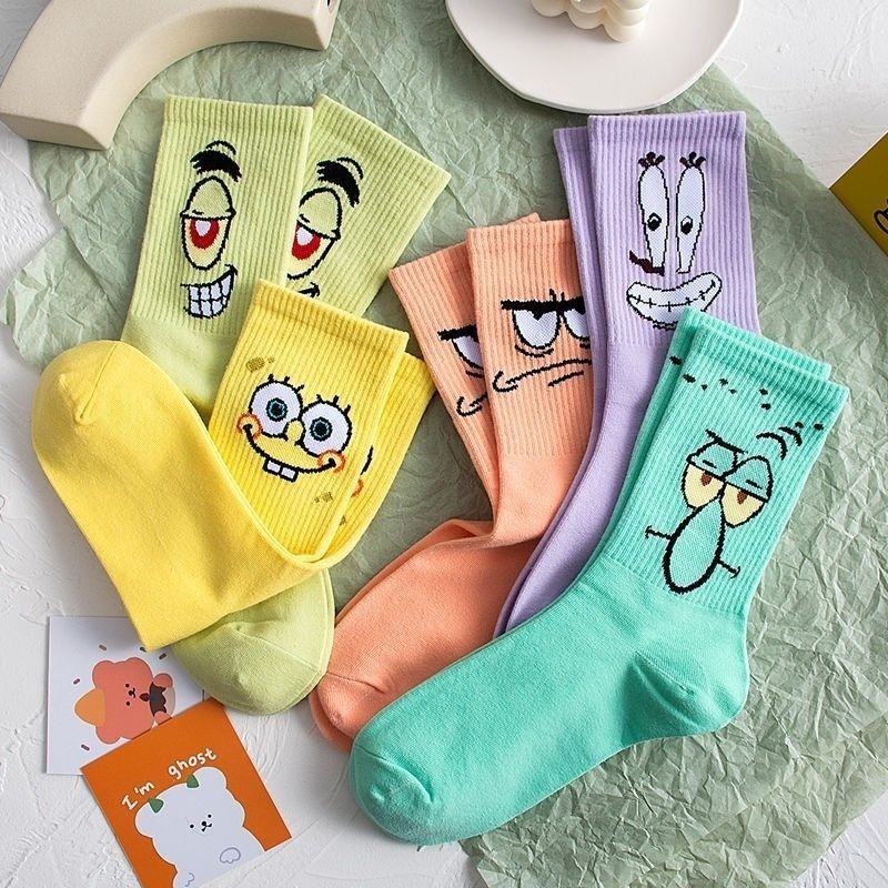Pipe Bending Spring - Summer SpongeBob SquarePants Cotton Socks Women