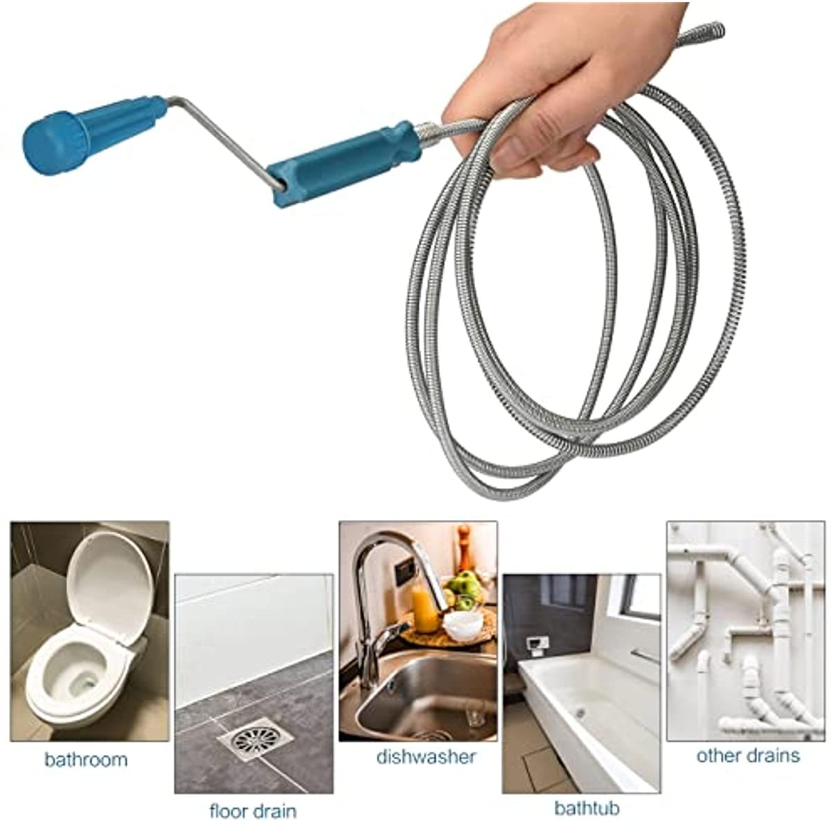 Drain Snake Flexible - Telescopic Handle Flexible Steel Drain Cleaner