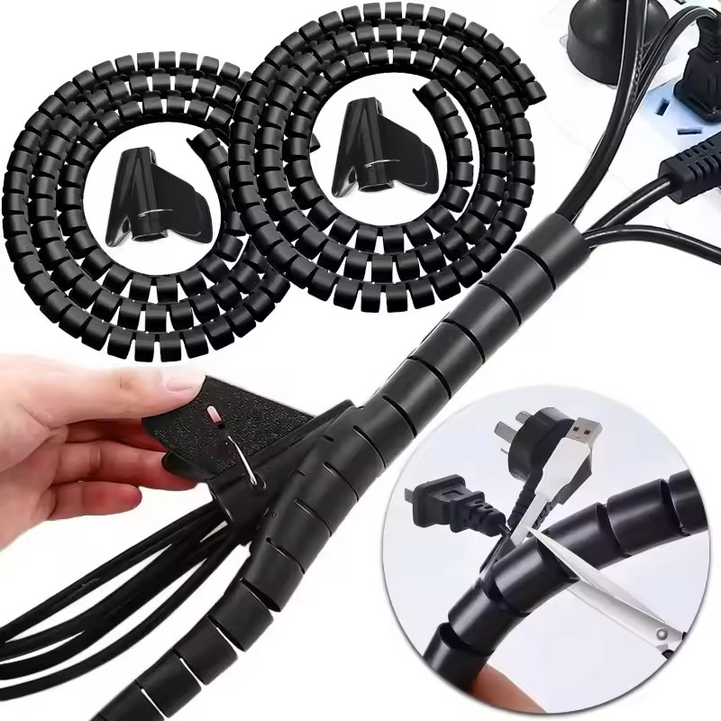 Plastic Pipe Clip - 2M Flexible Spiral Cable Organizer Clips