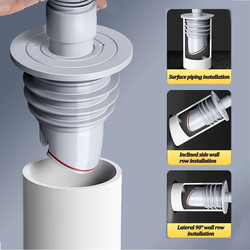 Drain Pipe Clip - Silicone Bathroom Sewer Seal Ring Kitchen