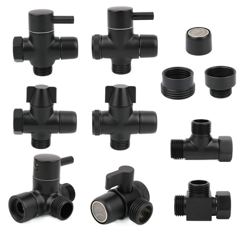 Shower Valve Cartridge - Black Brass Shower Arm Adapter G1/2’’