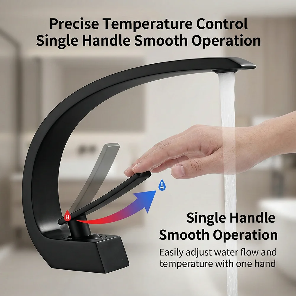 Matte Black Bathroom Faucet, A - Silicone Tap Washer recension och pris
