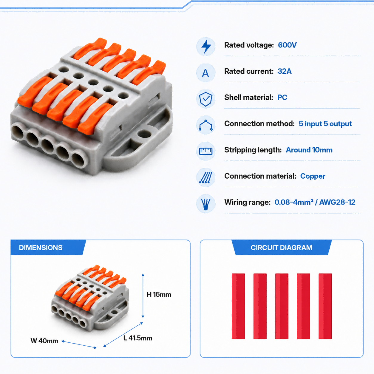 Wire Connectors 2-30 Pins Fast - Push Fit Connector recension och pris